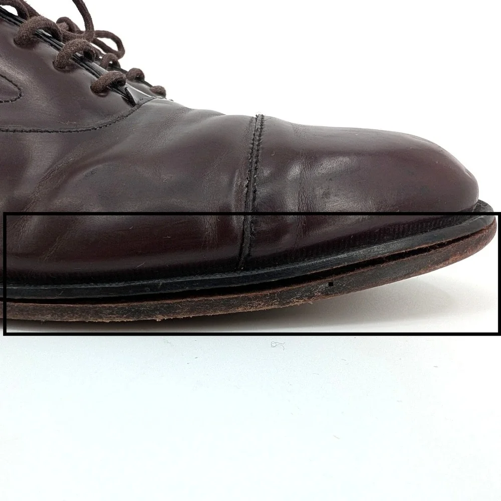 Cole Haan‎ Mens 11 D Burgundy Leather Cap Toe Oxford Dress Shoes - Distressed